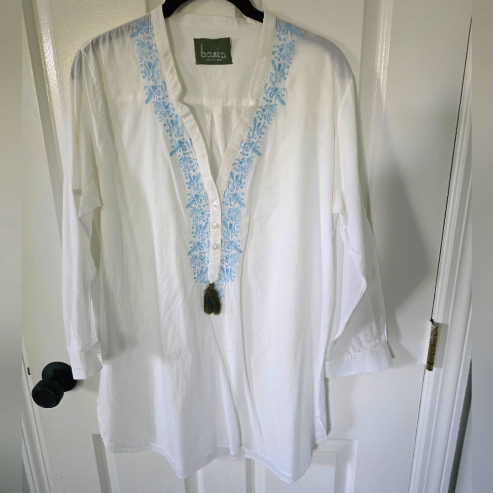 BASTA Surf Mykonos Tunic In White With Tassel